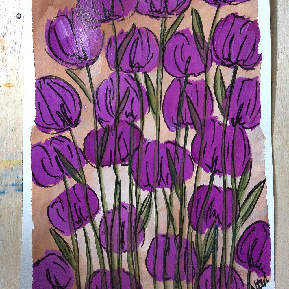 Original Painting By Rachael Potter Untitled Floral Series Painting 2/3